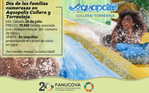 ¡Ven a disfrutar el próximo 20 de julio del día de las familias numerosas en Aquopolis con precio reducido!