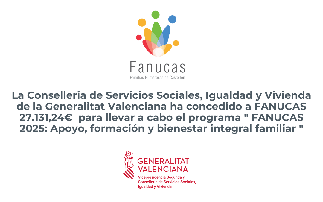 FANUCAS recibe una subvención de 27.131,24 € para desarrollar el programa “FANUCAS 2025: Apoyo, formación y bienestar integral familiar”